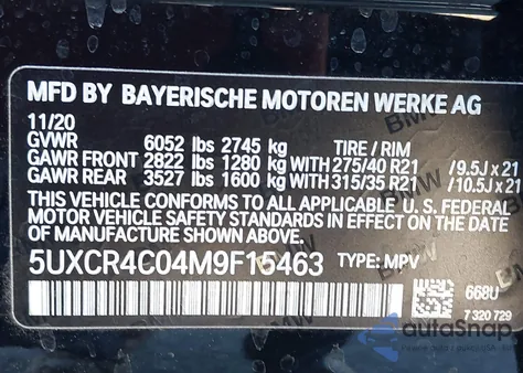 2021 BMW X5 Sdrive40I z USA, uszkodzony, nr VIN 5UXCR4C04M9F15463